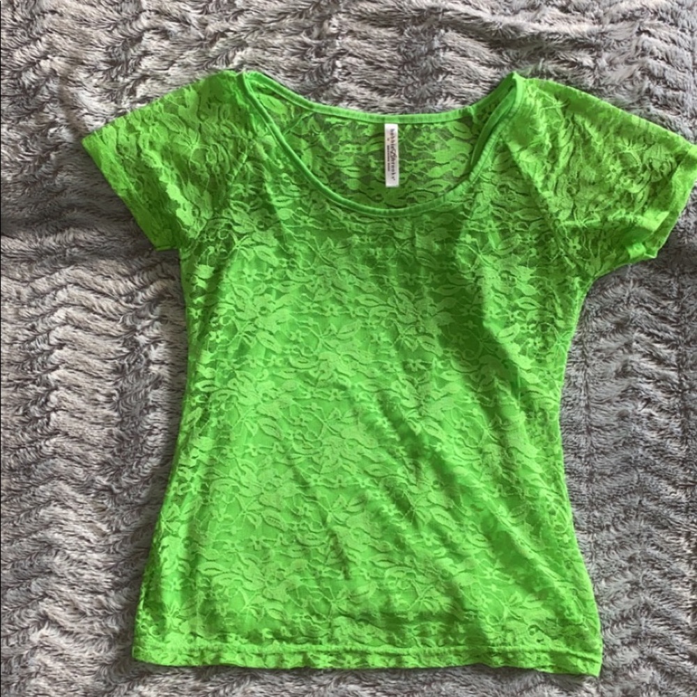 Bobbie Brooks neon green tank and shirt combo